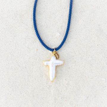 Amen Mother of Pearl Blue Necklace