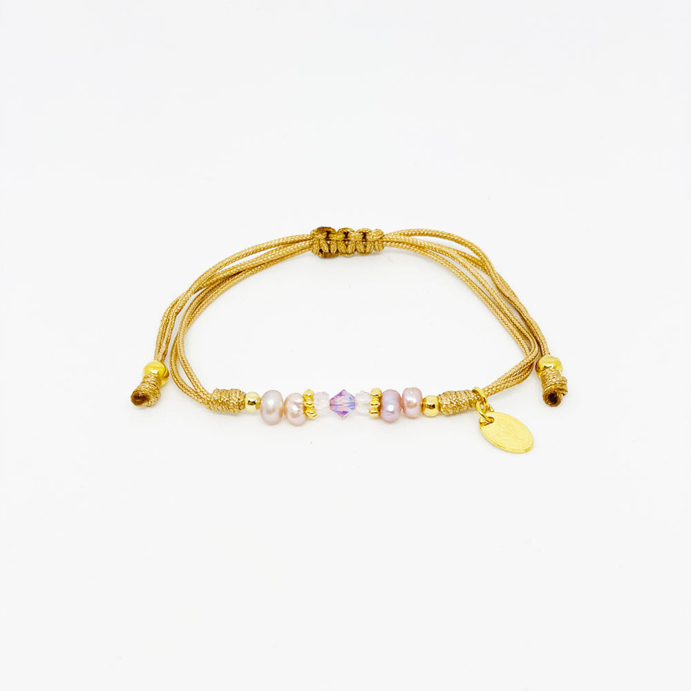 Three Champagne Pink Pearl & African Brass Elastic Bracelet – Aurora  Creative Jewellery