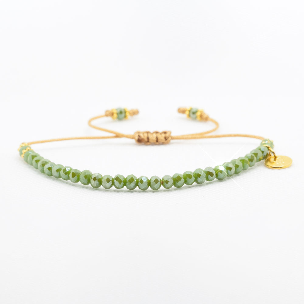 Friendship Crystal Olive Green Bracelet