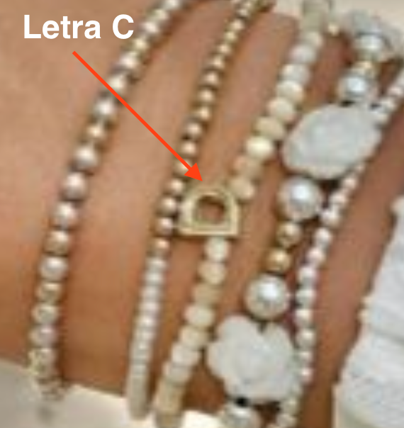 Initial C White/Beige Nacar Bracelet